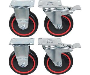 KS TOOLS RACINGline Jeu de roulettes pivotantes et de roulettes, vis incluses ( 826.9504 )
