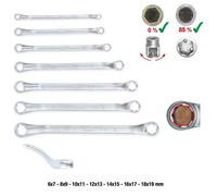 KS Tools RESCUEpower Jeu de clés polygonales doubles, contrecoudées 7 pces 6-19mm