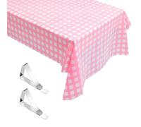 KSBBHDS Nappe décorative à carreaux rose et blanc avec 2 pinces, imperméable épaisse pour table de salle à manger, adaptée pour les pique-niques et les réunions