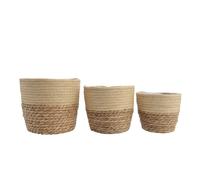 KSD Lot de 3 paniers en jute nature Ø20,5 x 16,5 cm