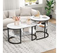 KSFASHZ Lot de 2 Tables Gigognes pour Salon, Table Basse en Marbre, 80×46×41 cm+52×52×51 cm, Tables d'appoint pour SalonTable d'appoint SalonTables Basses Petites Tables GigognesTable Basse de Marbre