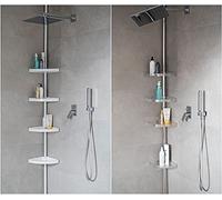 KSHandel24 Caddy blanc pour ÉTAGÈRE DE BAIN télescopique à 3 ou 4 niveaux au choix Blanc chrome ÉTAGÈRE D'ANGLE pour douche ÉTAGÈRE DE DOUCHE 3 COULEURS ET 3 LONGUEURS
