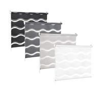 KSHANDEL24 Store à double paroi avec effet 3D Blanc/noir/gris Graphite, Tissu Polyester, Blanc, 85x200 cm