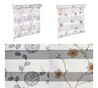 KSHANDEL24 Store double, blanc avec motif floral marron cuivré à fibre brillante OU motif floral noir à paillettes (motif floral cuivré à fibre brillante, 85 x 150 cm)