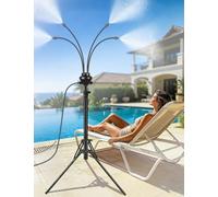 Ksheat Brumisateurs debout pour terrasse extérieure, système de brumisation réglable en hauteur de 1,5 m pour refroidir la terrasse extérieure, brume d'eau portable pour jouer à la brume, jardin