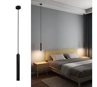 KSHSAA Table de Chevet Moderne Suspension Longue Baril en Aluminium Plafond Suspension Simple Restaurant Longue Ligne Goutte lumière Avant Bar café Suspension Salon créatif Pendentif luminaire