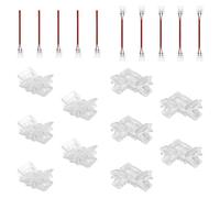 KSIBNW Connecteur Ruban LED 20 Pièces, 2Broches 8mm Connecteurs de Bandes, Connecteur de Lumière sans Soudure, 2Pin Connecteurs Câble d'Extension Adaptateur pour 12V/24V Ruban COB SMD