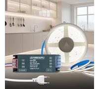 KSIBNW Ruban LED COB 12V, 5M Bande LED COB Blanc Froid 6000K Découpable Flexible 320LED/M CRI>90 Adhésif Bandeau Largeur 8mm avec Transformateur 220V 12V 100W pour Chambre, Décoration de la Maison
