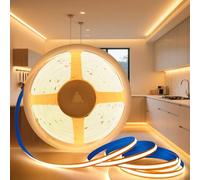 KSIBNW Ruban LED COB 24V, Bande LED 5M Blanc Chaud 3000K Lumineuse Découpable Bandeau Largeur 8mm 320LED/M CRI>90 Flexible Ruban Eclairage Intérieur pour Chambre, Cuisine, Sans Alimentation