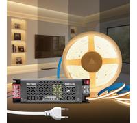 KSIBNW Ruban LED COB 5M, DC 12V Bande LED Blanc Naturel 4000K avec Transformateur 220V 12V 100W Alimentation Réglable, Adhésif Bandeau Lumineuse COB Dimmable pour Chambre, Décoration de la Maison