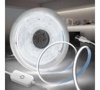 KSIBNW Ruban LED COB USB 5V, 3M Blanc Froid 6000K Bande LED Dimmable Bandeau Largeur 8mm Autocollant Lumineuse 320LED/M Flexible Luminescence Bande pour Chambre, TV Rétroéclairage, Armoire Décoration
