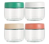 KSJEHW Lot de 4 Pots Overnight Oats Jar 300ml, Bocaux en Verre avec Couvercle Hermétique pour Petit Pot Bébé, Yaourt, Céréales, Salade et Pudding, Récipients de Conservation Réutilisables, 12cm