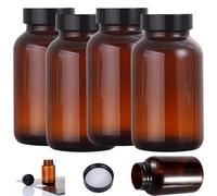 Ksnowqi 4 Pièces 500ml Marron Bocaux de Rangement en verre, Bocaux en Verre Brun avec Couvercles, Bocaux en Verre Hermétique avec Bouchon à vis avec Étiquette pour Épice, Céréales, Noix, Farine, Soja