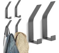 Kssvzz - Lot de 6 patères murales grises à visser et à visser (fixation invisible) ; patères murales modernes pour vestes, manteaux, casquettes, écharpes, serviettes, sacs à main et plus encore