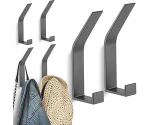 Kssvzz - Lot de 6 patères murales grises à visser et à visser (fixation invisible) ; patères murales modernes pour vestes, manteaux, casquettes, écharpes, serviettes, sacs à main et plus encore