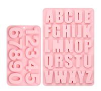 Kssvzz Moule en silicone avec lettres et chiffres de A à Z et 0 à 9 - Grand moule 3D - Pour moule à chocolat, savon et résine époxy - Rose