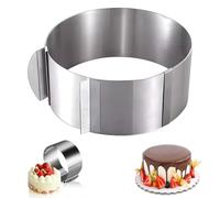 Ksvaye Cercle a Patisserie Rond en Acier Inoxydable Ø 15-30cm Anneau à Gâteau Haut 10CM, Reglable Cercle Gateau Frost Form Cake Design avec Graduation Précise à l'intérieur pour Dessert, Mousse