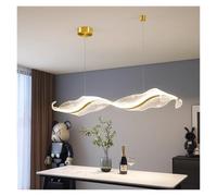 ksxnkhk Suspension LED linéaire Moderne à Motif Vague Abstraite, Cadre doré, résine texturée, Suspension à Ruban irrégulier, Ambiance chaleureuse