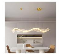 ksxnkhk Suspension LED linéaire Moderne à Motif Vague Abstraite, Cadre doré, résine texturée, Suspension à Ruban irrégulier, Ambiance chaleureuse
