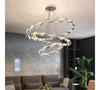 ksxnkhk Suspension LED Moderne à Anneau Rond en Cristal, réglable, Luxueuse et chaleureuse, idéale pour Le Salon et la Salle à Manger.