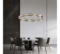 ksxnkhk Suspension LED Moderne à Anneau Rond en Cristal, réglable, Luxueuse et chaleureuse, idéale pour Le Salon et la Salle à Manger.