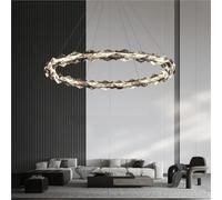 ksxnkhk Suspension LED Moderne à Anneau Rond en Cristal, réglable, Luxueuse et chaleureuse, idéale pour Le Salon et la Salle à Manger.