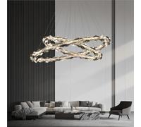 ksxnkhk Suspension LED Moderne à Anneau Rond en Cristal, réglable, Luxueuse et chaleureuse, idéale pour Le Salon et la Salle à Manger.
