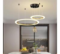 ksxnkhk Suspension Moderne à Deux Niveaux avec Anneaux LED et Boules de Cristal, Applique Murale réglable, Ambiance chaleureuse
