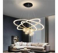 ksxnkhk Suspension Moderne à Deux Niveaux avec Anneaux LED et Boules de Cristal, Applique Murale réglable, Ambiance chaleureuse