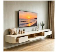 KSYGINXD Meuble TV Flottant, Meuble TV Mural, Meuble TV Bas Debout Ou Suspendu, Console Multimédia TV De Centre De Divertissement, pour Salon Et Bureau(Blanc,240x24x20cm)