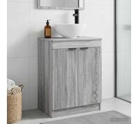 KTHLBRH Armoire de salle de bain avec lavabo Gris Sonoma 54 x 35 x 83 cm | Matériau en bois, portes battantes à 90°, étagères, système de drainage rapide, foret facile à percer, montage avec tournevis