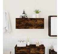 KTHLBRH Armoire de salle de bain chêne fumé 80 x 25 x 30 cm aggloméré | Portes avec amortisseur, installation ouverte à gauche ou à droite, utilisation dans la salle de bain, la cuisine, le salon