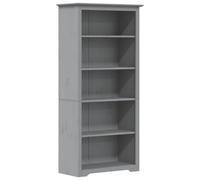 KTHLBRH BODO Bibliothèque Salon Étagère à livres Gris 80 x 38 x 180 cm Bois de pin massif 5 compartiments pour livres, salon, bureau, bureau