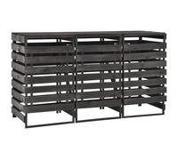 KTHLBRH Boîte à poubelles en pin massif pour 3 poubelles 210 x 75 x 121 cm | Surface laquée, serrure avant, 3 portes simples, couvercle à charnière, pour tonneaux de 240 l