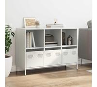 KTHLBRH Buffet blanc 101,5 x 39 x 73,5 cm 3 tiroirs 3 étagères | Acier laminé à froid, facile à nettoyer, pour salon, chambre à coucher, couloir