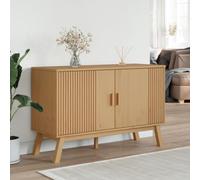 KTHLBRH Buffet Olden marron 114 x 43 x 73,5 cm en bois massif de pin | Design scandinave, grand espace de rangement, plateau d'exposition, pieds en bois, finition cirée