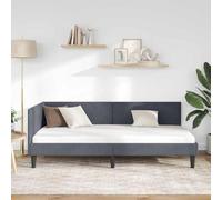 KTHLBRH Cadre de lit d'angle en velours gris foncé 90 x 200 cm | Design en L peu encombrant, canapé-lit multifonctionnel, contreplaqué robuste, sommier à lattes, 140 kg