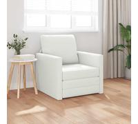 KTHLBRH Canapé lit 60 cm blanc cuir artificiel | Convertible en lit, structure en métal, coussins avec fermeture éclair amovibles, charge maximale : 110 kg