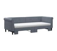 KTHLBRH Canapé-lit extensible en velours gris foncé 80 x 200 cm | 2 matelas inclus, structure en bois et métal, design moderne, pour salon et chambre