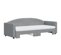 KTHLBRH Canapé-lit extensible gris clair 80 x 200 cm | 2 en 1, 2 matelas en mousse, structure en bois et métal, tissu 100 % polyester