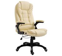 KTHLBRH Chaise de bureau ergonomique avec dossier haut et fonction de rotation à 360 degrés en cuir synthétique crème - Hauteur réglable avec accoudoirs rembourrés et siège papillon pour un meilleur