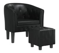 KTHLBRH Chaise de loisirs Fauteuil de Lecture Fauteuil Club Confortable avec Repose-Pieds Noir Simili Cuir pour Salon Chambre Bureau