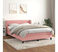 KTHLBRH Châssis de lit pour chambre à coucher, hôtel, lit à sommier tapissier, avec matelas, rose, 140 x 190 cm, velours pour chambre à coucher, hôtel, bureau