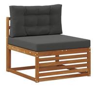KTHLBRH Ensemble canapé de jardin en acacia naturelle anthracite avec | Bois massif résistant, design modulaire, 3 places avec pouf, pour terrasse