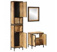 KTHLBRH Ensemble de meubles de salle de bain 3 pièces fer bois massif de | Dimensions : 40 x 27 x 180 cm, 55 x 35 x 60 cm, 55 x 1 x 60 cm, verre, poignée en métal, montage nécessaire