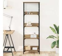KTHLBRH Étagère Bibliothèque Industrielle 4 Niveaux en Bois d'Ingénierie avec Cadre Acier - Rangement Organisé pour Livres, Magazine et Décoration - Design Stable avec Bords