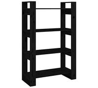 KTHLBRH Étagère de salon - Étagère décorative - Noir - 80 x 35 x 125 cm - En pin massif - Pour livres, salon, bureau, bureau