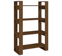 KTHLBRH Étagère décorative pour salon, bibliothèque, séparateur de pièces, marron miel, 80 x 35 x 125 cm, en pin massif, pour livres, salon, bureau, bureau