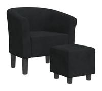 KTHLBRH Fauteuil convertible avec repose-pieds en velours noir, 1 fauteuil | Velours 100 % polyester, bois de pin, mousse, design matelassé, charge 110 kg, assemblage requis