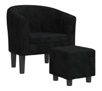 KTHLBRH Fauteuil convertible avec repose-pieds en velours noir, 70 x 56 x | Design matelassé avec boutons, structure en bois de pin, rembourrage en mousse, assemblage requis